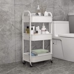 Topika - 3-Tier Rolling Metal Storage Cart, Mobile Utility Organizer