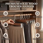 Topika - Wood Hangers For Clothes, 10-Piece Pants Hangers With Metal Clips