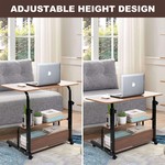Topika Compact Rolling Desk on Wheels, Small Adjustable Study Bedside Table