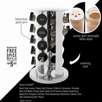 Topika - Stainless Steel Rotating Spice Rack with 20 Glass Jars & Label Set