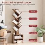 Topika 6 Tier Tree Bookshelf with Storage Cabinet, Space Saving Bookcase