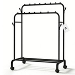 Topika Double Rod Clothes Rack with Wheels & Metal Shoe Storage Stand