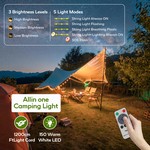 Topika Outdoor Solar String Lights, Camp String Lights 12M Rechargeable LED