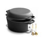 Topika 4.7L Enamel Cast Iron Dutch Oven, 2-in-1 Design with Frying Pan Lid