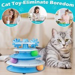 TopikaPet Spinning Track Interactive Cat Toy with Balls and Teaser Wand Combo