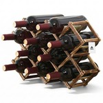 Topika Wooden Wine Rack 10 Bottle Countertop Holder, Freestanding Foldable