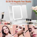 Topika Lighted Makeup Mirror 5X Magnification Trifold Rechargeable