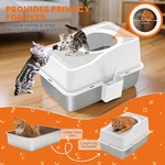 Topika Stainless Steel Top Entry Litter Box Metal Cat Litter Box with Lid