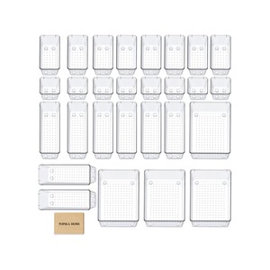 TopikaHome 28Pcs Clear Plastic Drawer Organizer Set, Organizers and Storage