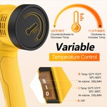 Topika Variable Temp Electric 2000W Hot Air Gun with 9 Piece Nozzles