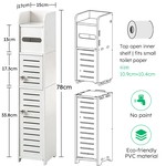 Topika Slim Bathroom Storage Cabinet with Paper Holder for Small Spaces