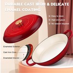 Topika - 30 Cm Cast Iron Pot,Red Enamelled Casserole Braiser With Lid,3.5 L