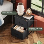 Topika Bedside Table Small End Table with 2 Drawers & Wooden Top Black