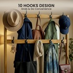 Topika Coat And Shoe Rack With 5 Tier Shelf And Hooks For Entryway, Wooden