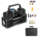 Topika Portable Tire Air Pump with Digital Gauge, Repair Kit Battery Clamps