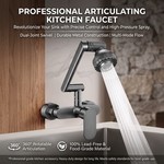 Topika - Wall Mount Kitchen Faucet, Gun Grey 360 Swivel Hot And Cold Tap