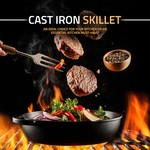 Topika Cast Iron Frying Pan 30CM, Helper Handle, Need Pre Seasoned Skillet