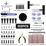 TopikaAuto 102 Pieces Heavy Duty Car Tire Repair Kit, Car Tire Plug & Patch Set
