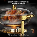 Topika Buffet Chafing Dish with Lid, Food Warmer for Parties, Weddings Gold