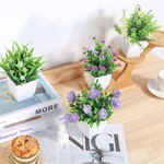 TopikaHome - 4 Artificial Potted Flowers, Small Faux Plants for Home Decor