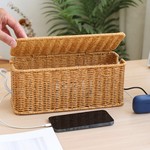 Topika Rattan Cable Management Box With Lid For Neat Cable Home Storage