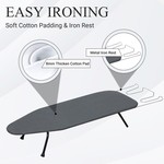 Topika - Tabletop Ironing Board Foldable with Iron Rest, Non-Slip Cover