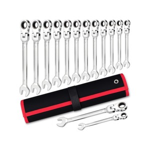Topika - 14 Pieces Flexible Ratchet Wrench Set 6-19mm, Metric Gear Spanner Kit