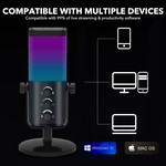 Topika - Square RGB Gaming Microphone, USB PC Streaming Mic Kit with Stand
