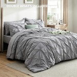 Topika 5-Piece Twist Pinch Pleat Duvet Cover Set - Beige or Grey