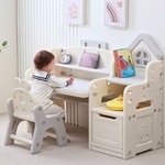 Height Adjustable Ergonomic Kid Study Desk Chair Book Stand Storage Cabinet