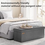 Topika 110cm Large Storage Ottoman Cube Foldable Box Bench with Lid Grey