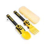 Topika Kids Fork And Spoon Yellow Construction Vehicle Utensils&PP material