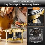 Topika Buffet Chafing Dish with Lid, Food Warmer for Parties, Weddings Gold