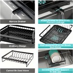 Topika - 1/2-Tier Dish Drying Rack, Drainboard & Drain Pipe, Utensil Holder
