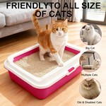 Topika Cat Litter Box with Scoop, High Sides, Open Top | Red