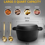 Topika - Cast Iron Dutch Oven Bread Pot, Cast Iron Black Pot 4.7L, 26cm
