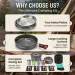 Topika 22pcs Camping Cookware Set for 4, Camp Utensils for Outdoor Cooking