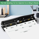 Topika - Adjustable 4 Hole Puncher for Binder Ring Album Paper, 10 Sheet