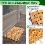 Topika - Wooden Slatted Bath Mat, Foldable Bamboo Anti Slip Shower Mat