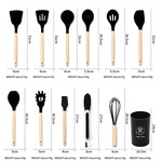 Topika - Silicone Kitchen Utensils Set 12-piece Non-Stick, Wooden Handles