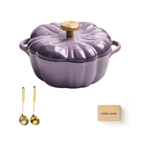 Topika - Cast Iron Pumpkin Dutch Oven Pot with Lid, 2L Casserole 20cm