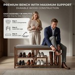 Topika - Shoe Rack Bench 3 Tier Bamboo Bench With Cushioned Seat