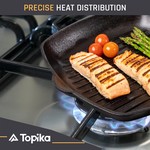 Topika Nonstick Cast Iron Grill Pan 28cm Square Cast Iron Steak Grill Pan