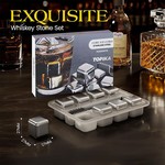 Topika - Whiskey Stones Set, Reusable Ice Cubes, Metal Ice Rocks Gift