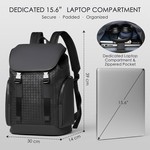 Topika 15.6" Laptop Backpack Water-Resistant Rolltop Travel Bag - Black
