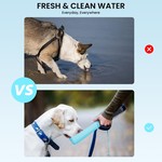 Topika 550ml 2-in-1 Foldable Dog Water Bottle, Leak-Proof Feeder