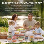 Topika - 24Piece Food Storage Containers With Lids, Black PP Meal Prep Set