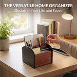 Topika - Remote Caddy For Table, TV Remote Caddy, Wooden Desk Organizer