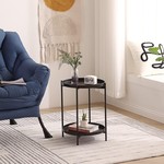 TopikaHome-2 Tier Round Coffee Table with Removable Reversible Top &Storage