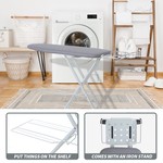 Topika Ironing Board 120x38cm, Foldable Stand with Iron Holder & Hanger
